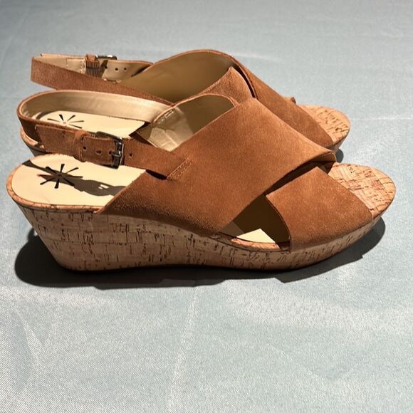 Isaac Mizrahi Live! Leather Sandals With Wedge Heel Size 11M B42 - Picture 6 of 8